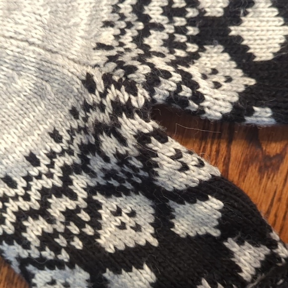 Banana Republic Alpaca/Merino Wool Italian Yarn Sweater Fair Isle Black/Gray S - Picture 3 of 9